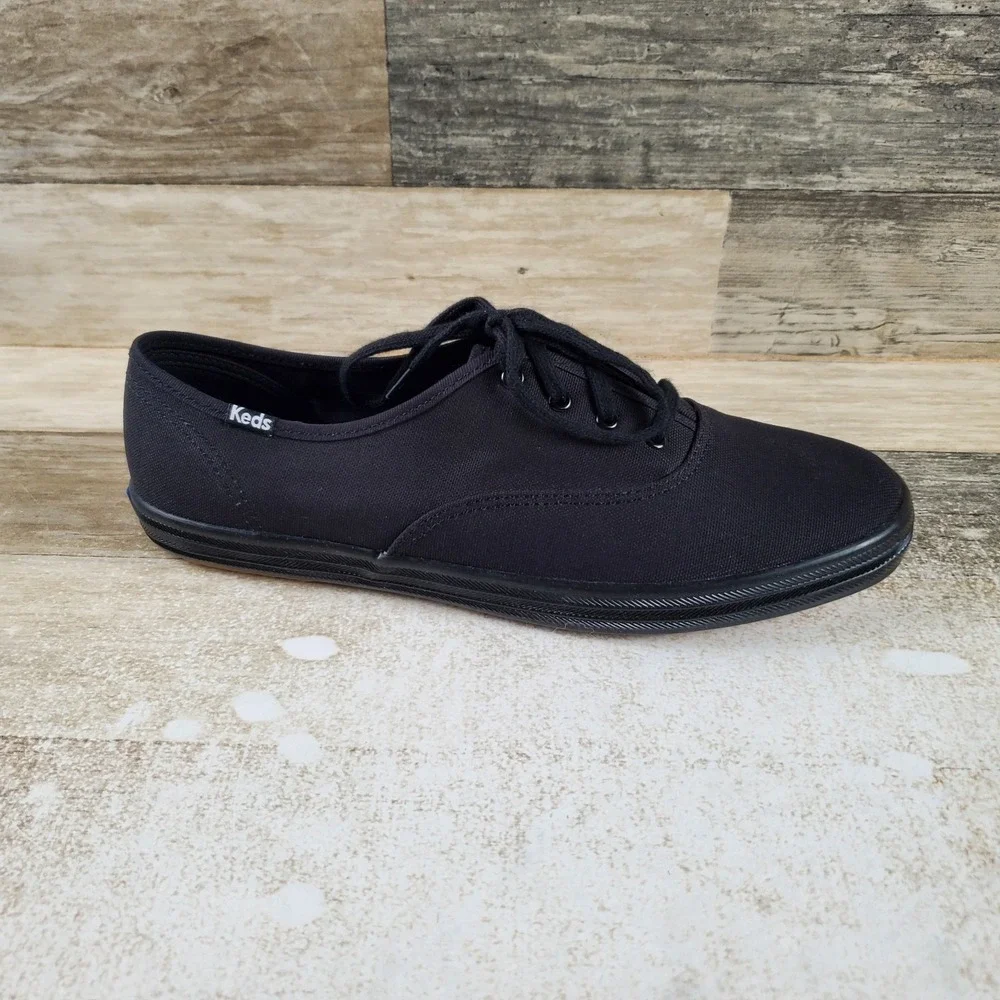 Keds Champion Originals Womens Shoes Sz 9 W Running Black Canvas Lace Up Sneaker
